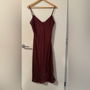 Wilfred slip dress - medium, deep burgundy, satin midi